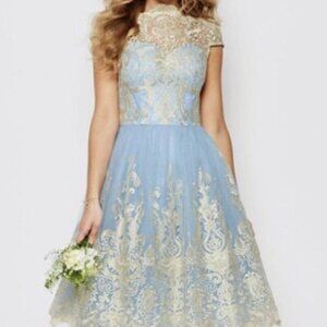 ChiChiLondon Embroidered Cap Sleeve Tea Dress